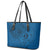 Hawaii Monk Seal and Dolphin Leather Tote Bag Polynesian Kakau Pattern Blue