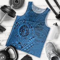 Hawaii Monk Seal and Dolphin Men Tank Top Polynesian Kakau Pattern Blue LT03 - Polynesian Pride