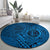 Hawaii Monk Seal and Dolphin Round Carpet Polynesian Kakau Pattern Blue