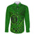 Hawaii Monk Seal and Dolphin Family Matching Long Sleeve Bodycon Dress and Hawaiian Shirt Polynesian Kakau Pattern Green