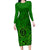 Hawaii Monk Seal and Dolphin Family Matching Long Sleeve Bodycon Dress and Hawaiian Shirt Polynesian Kakau Pattern Green