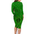 Hawaii Monk Seal and Dolphin Family Matching Long Sleeve Bodycon Dress and Hawaiian Shirt Polynesian Kakau Pattern Green