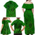 Hawaii Monk Seal and Dolphin Family Matching Off Shoulder Maxi Dress and Hawaiian Shirt Polynesian Kakau Pattern Green