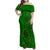 Hawaii Monk Seal and Dolphin Family Matching Off Shoulder Maxi Dress and Hawaiian Shirt Polynesian Kakau Pattern Green