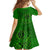 Hawaii Monk Seal and Dolphin Family Matching Short Sleeve Bodycon Dress and Hawaiian Shirt Polynesian Kakau Pattern Green