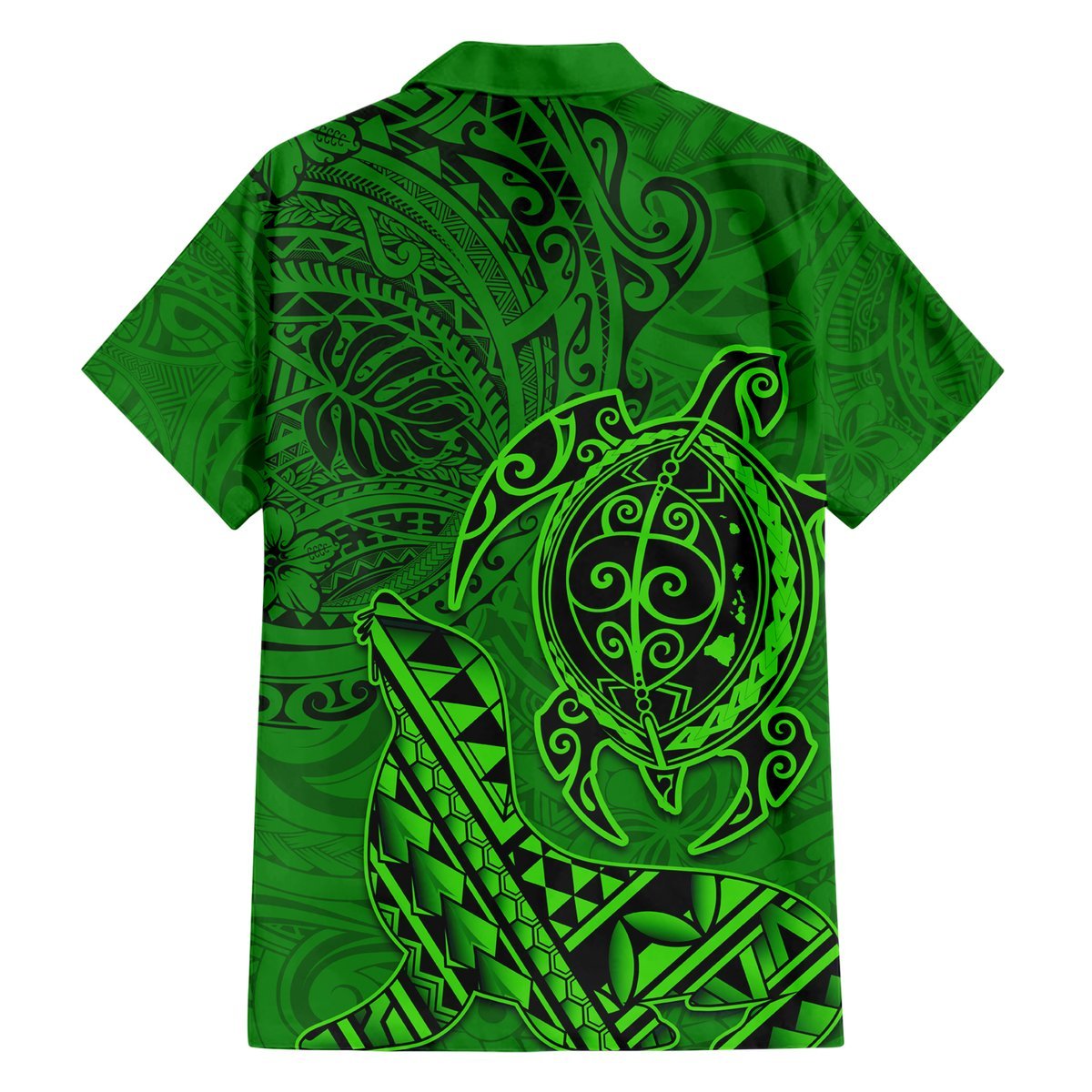 Hawaii Monk Seal and Dolphin Hawaiian Shirt Polynesian Kakau Pattern Green LT03 - Polynesian Pride