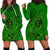 Hawaii Monk Seal and Dolphin Hoodie Dress Polynesian Kakau Pattern Green