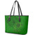 Hawaii Monk Seal and Dolphin Leather Tote Bag Polynesian Kakau Pattern Green