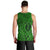 Hawaii Monk Seal and Dolphin Men Tank Top Polynesian Kakau Pattern Green