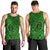 Hawaii Monk Seal and Dolphin Men Tank Top Polynesian Kakau Pattern Green