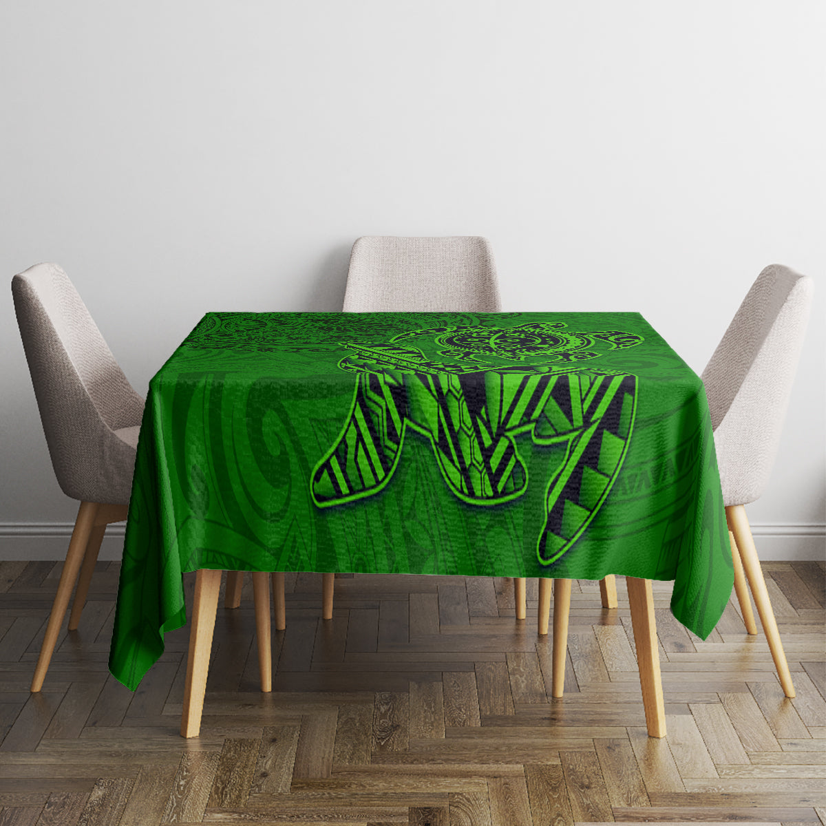 Hawaii Monk Seal and Dolphin Tablecloth Polynesian Kakau Pattern Green LT03 - Polynesian Pride