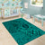 Hawaii Monk Seal and Dolphin Area Rug Polynesian Kakau Pattern Turquoise