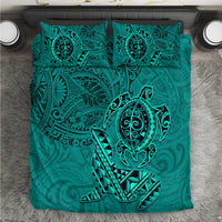 Hawaii Monk Seal and Dolphin Bedding Set Polynesian Kakau Pattern Turquoise LT03 Turquoise - Polynesian Pride