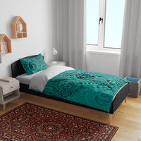 Hawaii Monk Seal and Dolphin Bedding Set Polynesian Kakau Pattern Turquoise LT03 - Polynesian Pride