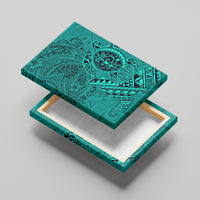 Hawaii Monk Seal and Dolphin Canvas Wall Art Polynesian Kakau Pattern Turquoise LT03 - Polynesian Pride