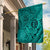 Hawaii Monk Seal and Dolphin Garden Flag Polynesian Kakau Pattern Turquoise