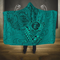 Hawaii Monk Seal and Dolphin Hooded Blanket Polynesian Kakau Pattern Turquoise LT03 One Size Turquoise - Polynesian Pride
