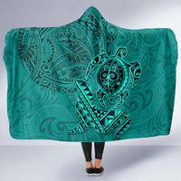 Hawaii Monk Seal and Dolphin Hooded Blanket Polynesian Kakau Pattern Turquoise LT03 - Polynesian Pride