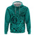 Hawaii Monk Seal and Dolphin Hoodie Polynesian Kakau Pattern Turquoise