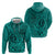 Hawaii Monk Seal and Dolphin Hoodie Polynesian Kakau Pattern Turquoise