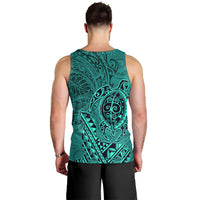 Hawaii Monk Seal and Dolphin Men Tank Top Polynesian Kakau Pattern Turquoise LT03 - Polynesian Pride