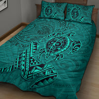 Hawaii Monk Seal and Dolphin Quilt Bed Set Polynesian Kakau Pattern Turquoise LT03 - Polynesian Pride