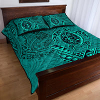 Hawaii Monk Seal and Dolphin Quilt Bed Set Polynesian Kakau Pattern Turquoise LT03 - Polynesian Pride