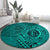 Hawaii Monk Seal and Dolphin Round Carpet Polynesian Kakau Pattern Turquoise