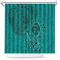 Hawaii Monk Seal and Dolphin Shower Curtain Polynesian Kakau Pattern Turquoise LT03 Turquoise - Polynesian Pride