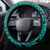 Hawaii Monk Seal and Dolphin Steering Wheel Cover Polynesian Kakau Pattern Turquoise LT03 - Polynesian Pride