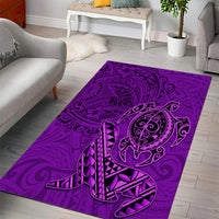 Hawaii Monk Seal and Dolphin Area Rug Polynesian Kakau Pattern Purple LT03 - Polynesian Pride