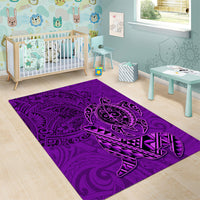 Hawaii Monk Seal and Dolphin Area Rug Polynesian Kakau Pattern Purple LT03 - Polynesian Pride
