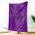 Hawaii Monk Seal and Dolphin Blanket Polynesian Kakau Pattern Purple