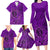 Hawaii Monk Seal and Dolphin Family Matching Long Sleeve Bodycon Dress and Hawaiian Shirt Polynesian Kakau Pattern Purple