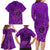 Hawaii Monk Seal and Dolphin Family Matching Long Sleeve Bodycon Dress and Hawaiian Shirt Polynesian Kakau Pattern Purple