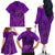 Hawaii Monk Seal and Dolphin Family Matching Off The Shoulder Long Sleeve Dress and Hawaiian Shirt Polynesian Kakau Pattern Purple