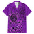 Hawaii Monk Seal and Dolphin Family Matching Short Sleeve Bodycon Dress and Hawaiian Shirt Polynesian Kakau Pattern Purple