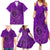 Hawaii Monk Seal and Dolphin Family Matching Summer Maxi Dress and Hawaiian Shirt Polynesian Kakau Pattern Purple