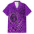 Hawaii Monk Seal and Dolphin Family Matching Summer Maxi Dress and Hawaiian Shirt Polynesian Kakau Pattern Purple