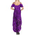 Hawaii Monk Seal and Dolphin Family Matching Summer Maxi Dress and Hawaiian Shirt Polynesian Kakau Pattern Purple