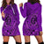 Hawaii Monk Seal and Dolphin Hoodie Dress Polynesian Kakau Pattern Purple