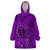 Hawaii Monk Seal and Dolphin Wearable Blanket Hoodie Polynesian Kakau Pattern Purple