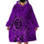 Hawaii Monk Seal and Dolphin Wearable Blanket Hoodie Polynesian Kakau Pattern Purple