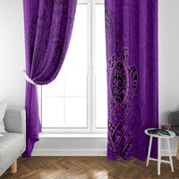 Hawaii Monk Seal and Dolphin Window Curtain Polynesian Kakau Pattern Purple LT03 - Polynesian Pride