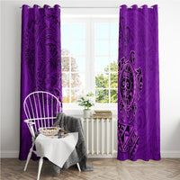 Hawaii Monk Seal and Dolphin Window Curtain Polynesian Kakau Pattern Purple LT03 - Polynesian Pride