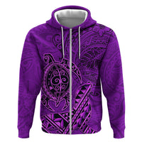 Hawaii Monk Seal and Dolphin Zip Hoodie Polynesian Kakau Pattern Purple LT03 Zip Hoodie Purple - Polynesian Pride