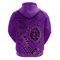 Hawaii Monk Seal and Dolphin Zip Hoodie Polynesian Kakau Pattern Purple LT03 - Polynesian Pride