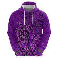 Hawaii Monk Seal and Dolphin Zip Hoodie Polynesian Kakau Pattern Purple LT03 - Polynesian Pride