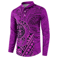 Hawaii Monk Seal and Dolphin Button Sweatshirt Polynesian Kakau Pattern Pink LT03 - Polynesian Pride