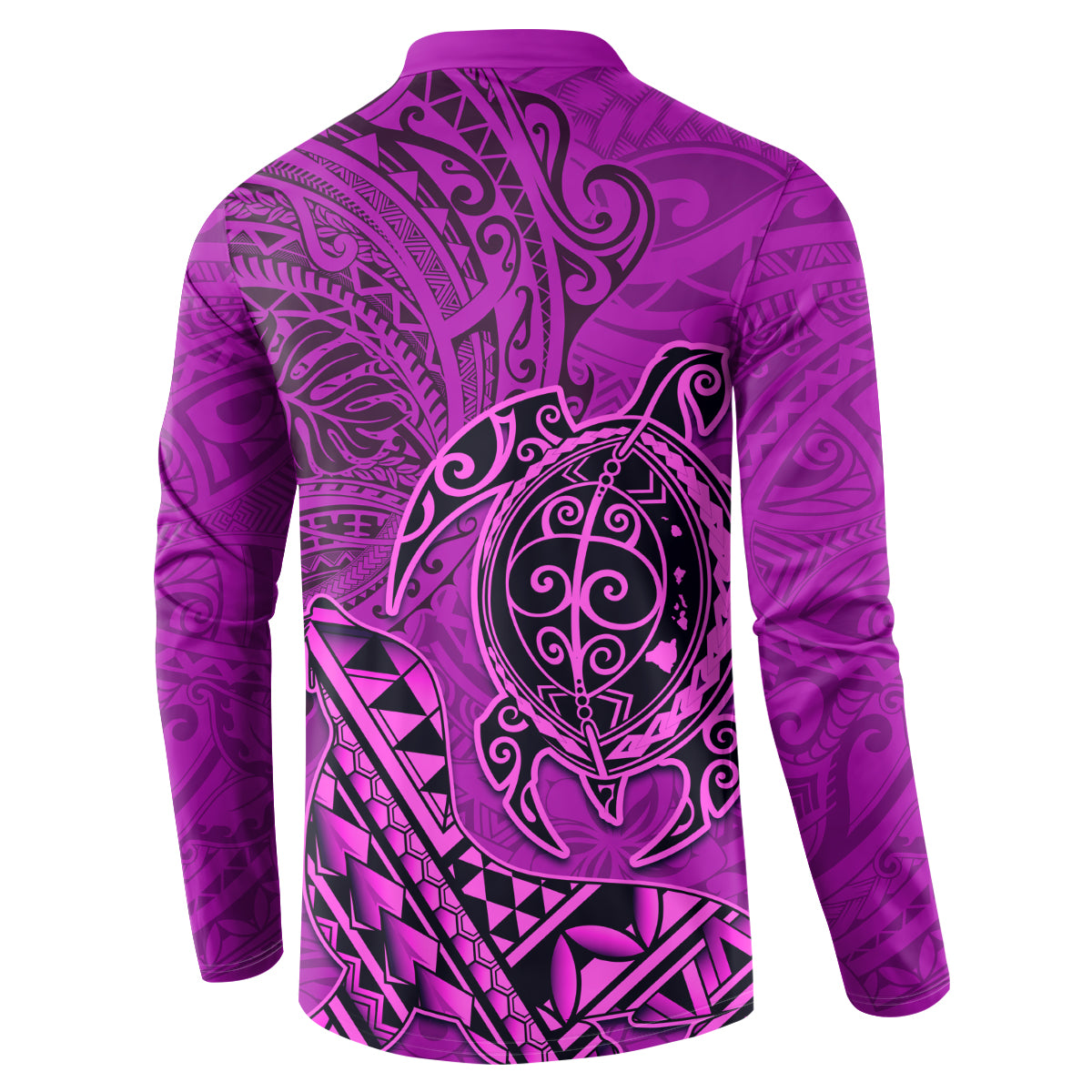 Hawaii Monk Seal and Dolphin Button Sweatshirt Polynesian Kakau Pattern Pink LT03 - Polynesian Pride